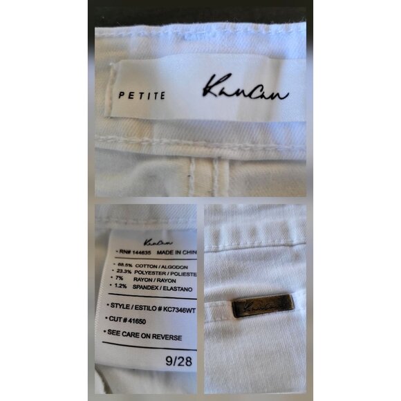 KanCan Women's White Mid Rise Distressed Flare Jeans Petite 9/28 - Picture 7 of 7